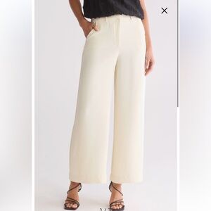 Max Studios High Waisted Elegant Cream Wide-Leg Pants Size Small